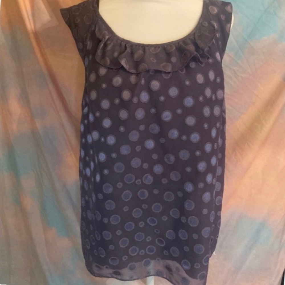 Banana Republic Purple Polka Dot Babydoll Style Blouse - Picture 1 of 4
